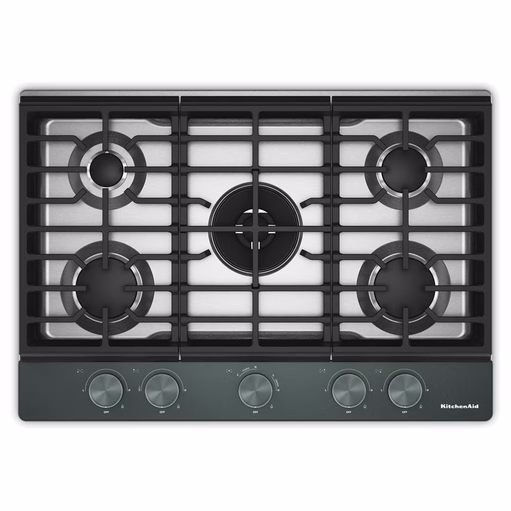30 in. Gas Cooktop with 5 Burners, Integrated Wok Grate and CookShield™ Finish KCGK730SJP