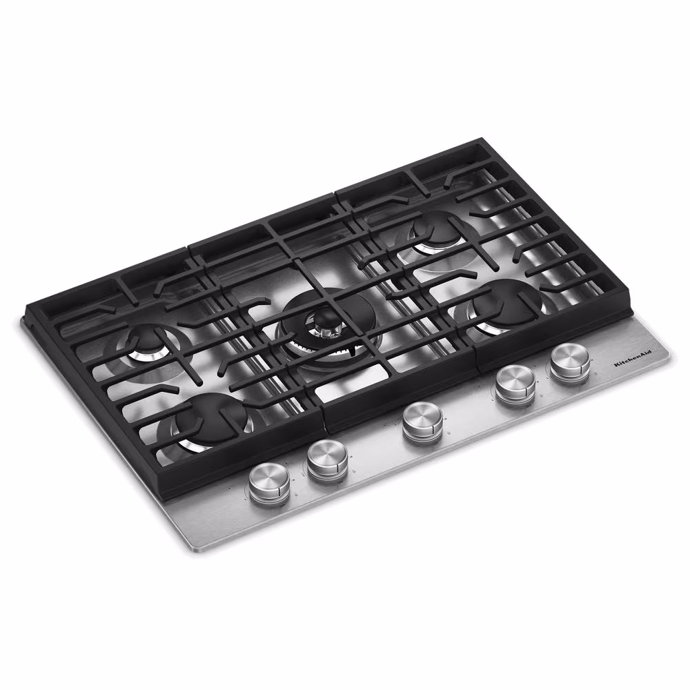 30 in. Gas Cooktop with 5 Burners, Integrated Wok Grate and CookShield™ Finish KCGK730SSS