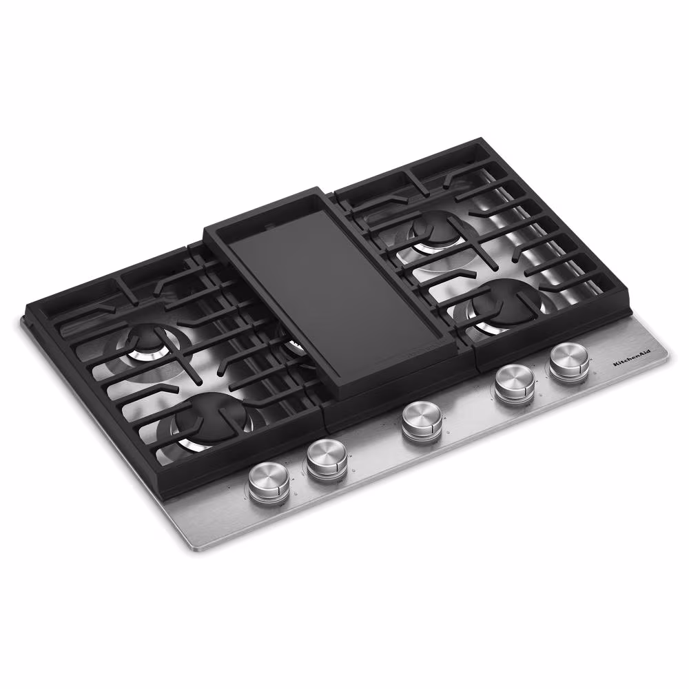30 in. Gas Cooktop with 5 Burners, Integrated Wok Grate and CookShield™ Finish KCGK730SSS