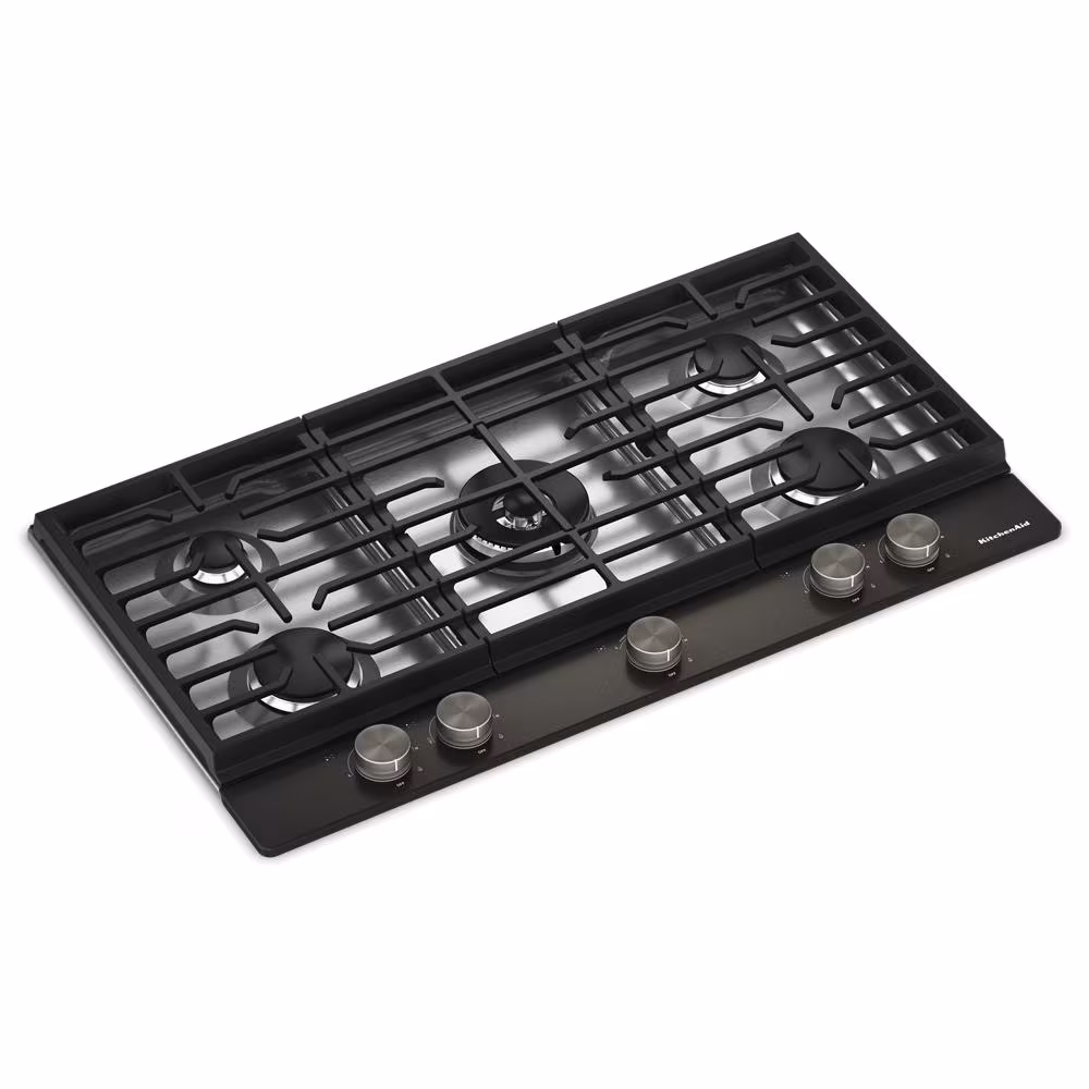 36 in. Gas Cooktop with 5 Burners, Integrated Wok Grate and CookShield™ Finish KCGK736SBE
