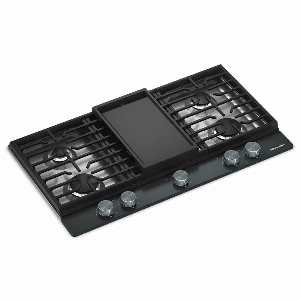 36 in. Gas Cooktop with 5 Burners, Integrated Wok Grate and CookShield™ Finish KCGK736SJP