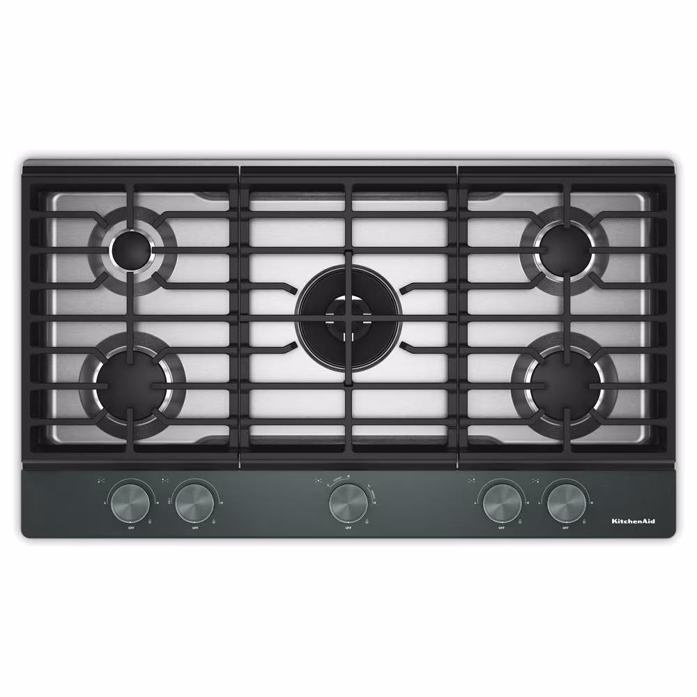 36 in. Gas Cooktop with 5 Burners, Integrated Wok Grate and CookShield™ Finish KCGK736SJP