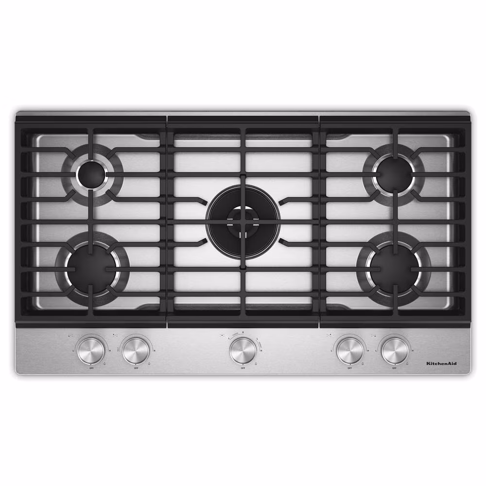 36 in. Gas Cooktop with 5 Burners, Integrated Wok Grate and CookShield™ Finish KCGK736SSS