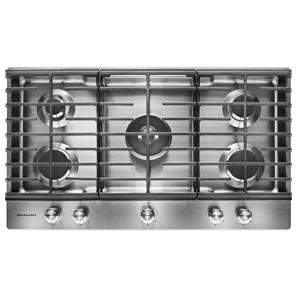 KitchenAid 36" 5-Burner Gas Cooktop Stainless Steel KCGS556ESS Picture 1