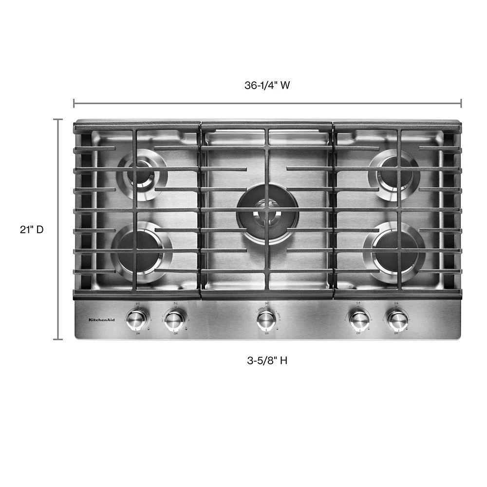 36" 5-Burner Gas Cooktop KCGS556ESS