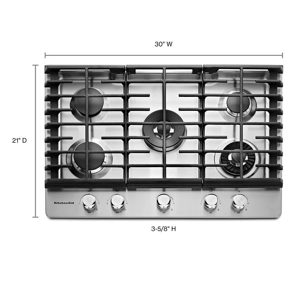 30" 5-Burner Gas Cooktop with Griddle KCGS950ESS