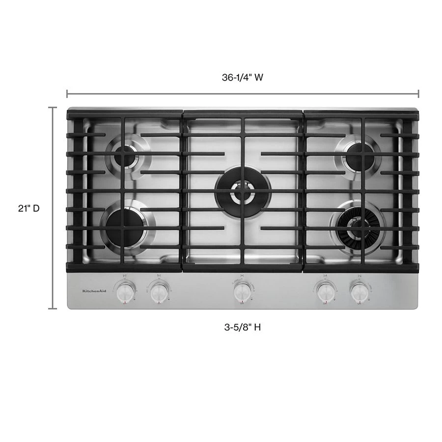 36" 5-Burner Gas Cooktop with Griddle KCGS956ESS