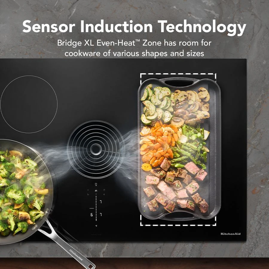 36-inch NextGen Induction Downdraft Cooktop with Bridge XL Even-Heat™ Zone KCID936SBL