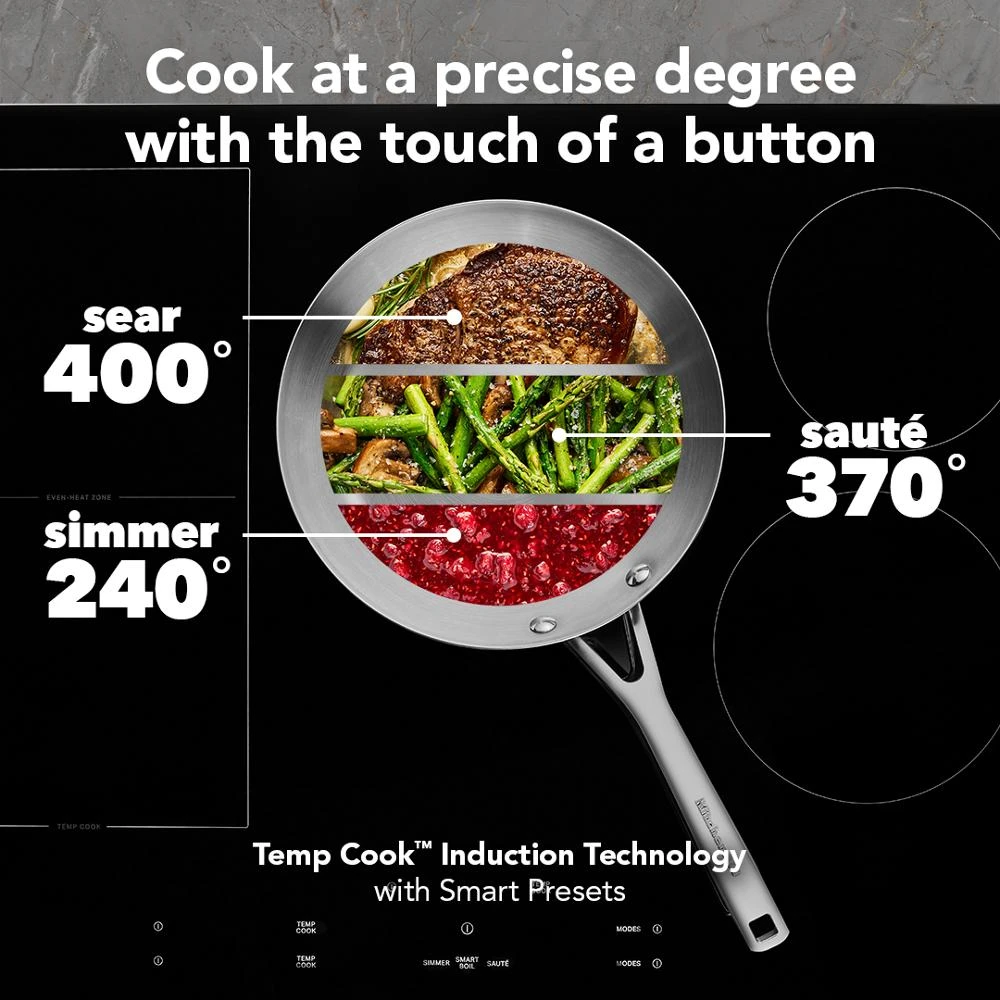 30" Temp Cook™ Induction Cooktop with 5 Cooking Zones KCIT730SBL
