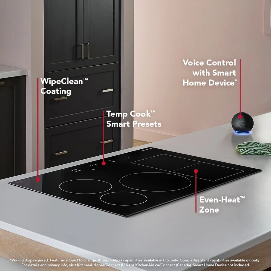 30" Temp Cook™ Induction Cooktop with 5 Cooking Zones KCIT730SBL