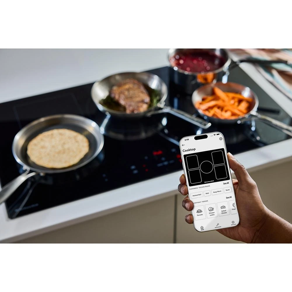 36" Temp Cook™ Induction Cooktop with 5 Cooking Zones KCIT736SBL