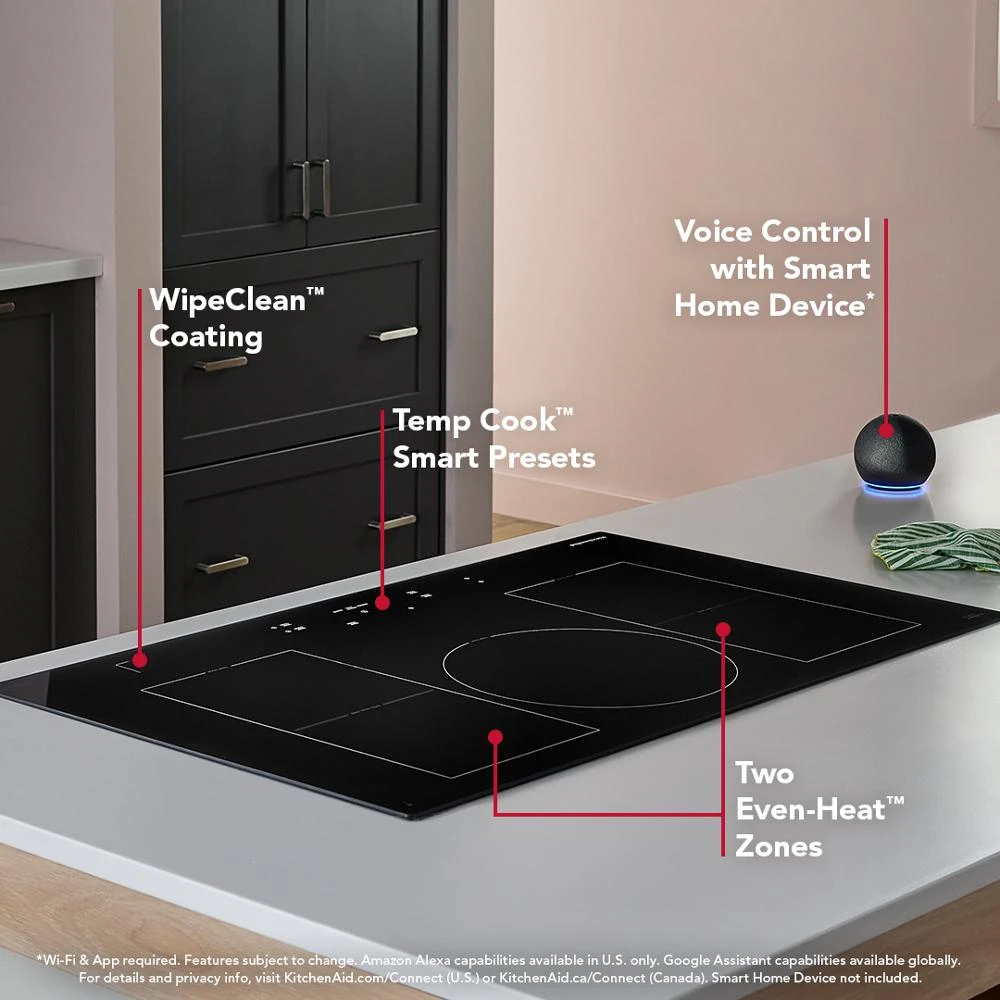 36" Temp Cook™ Induction Cooktop with 5 Cooking Zones KCIT736SBL