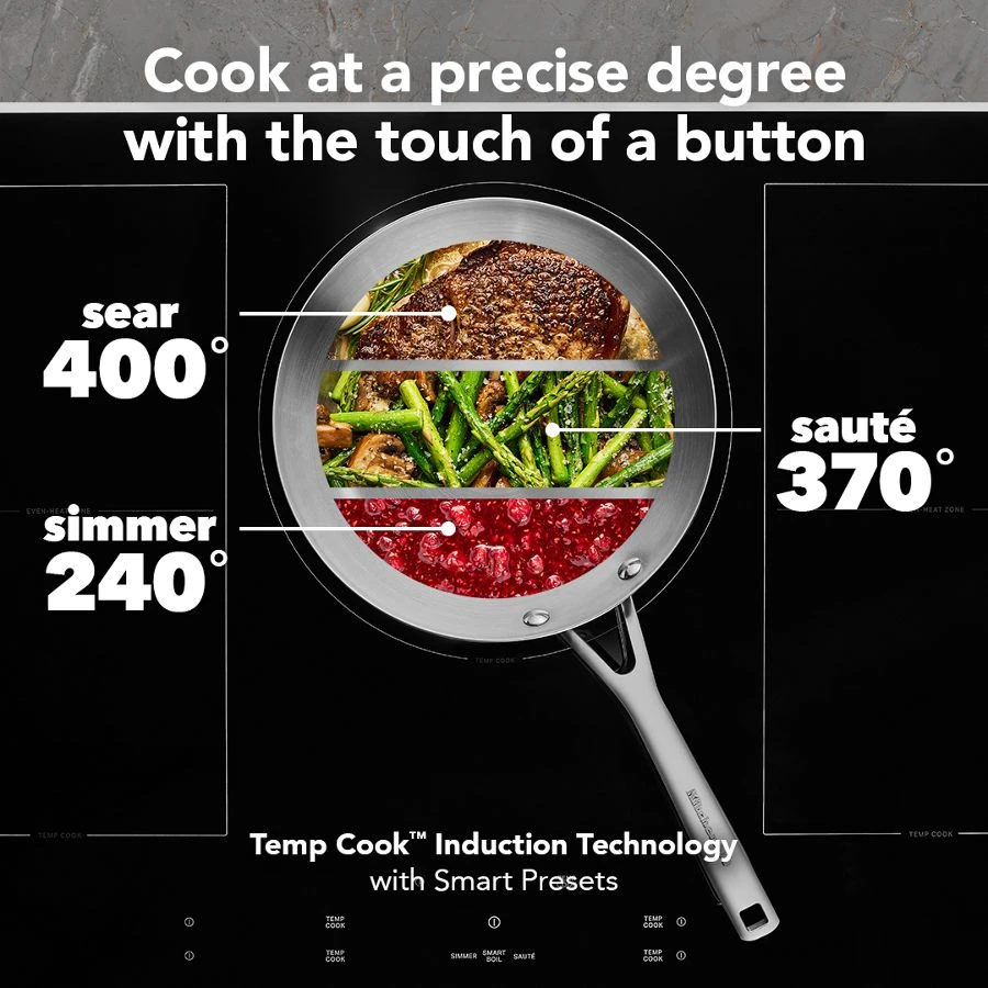 36" Temp Cook™ Induction Cooktop with 5 Cooking Zones KCIT736SBL