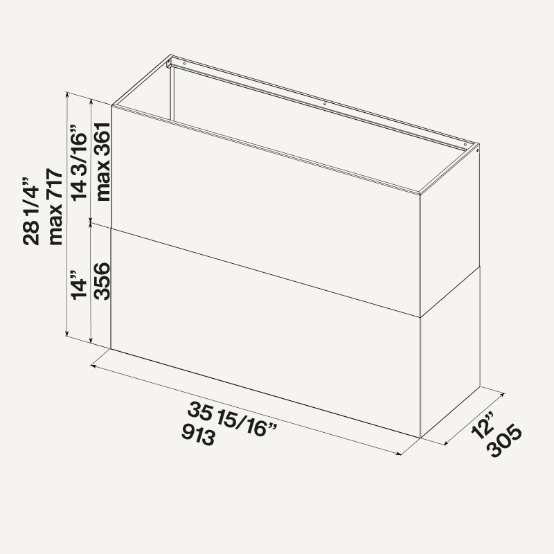 Zeus Stainless steel Chimney 36"/90cm KCPHN0053F