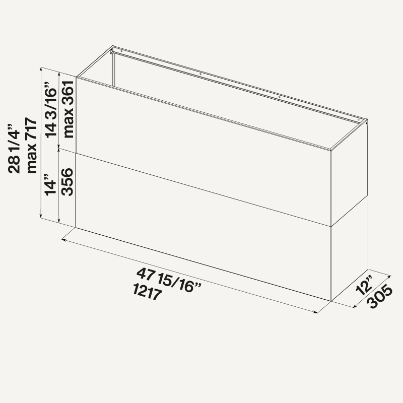 Zeus Stainless steel Chimney 48"/120cm KCPHN0063F