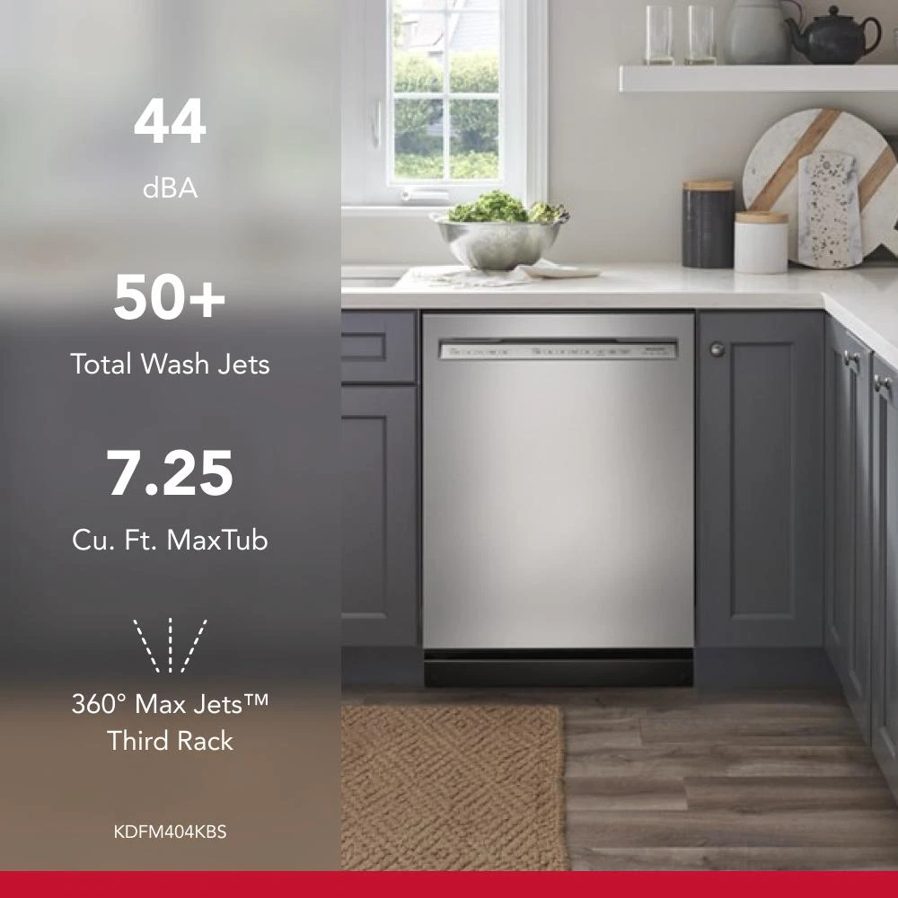 360° Max Jets™ Third Rack Dishwasher with 50+ Total Wash Jets, 44 dBA KDFM404KPS