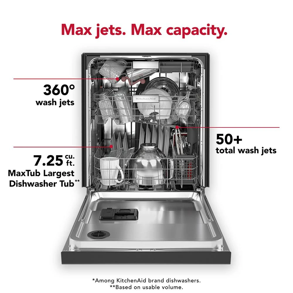 360° Max Jets™ Third Rack Dishwasher with 50+ Total Wash Jets, 44 dBA KDFM404KPS