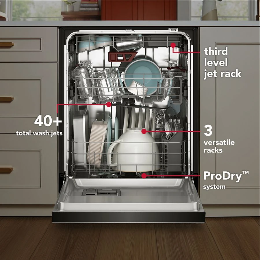 Third Level Jet Rack Dishwasher with 40+ Total Wash Jets 41 dBA KDFS324SBE