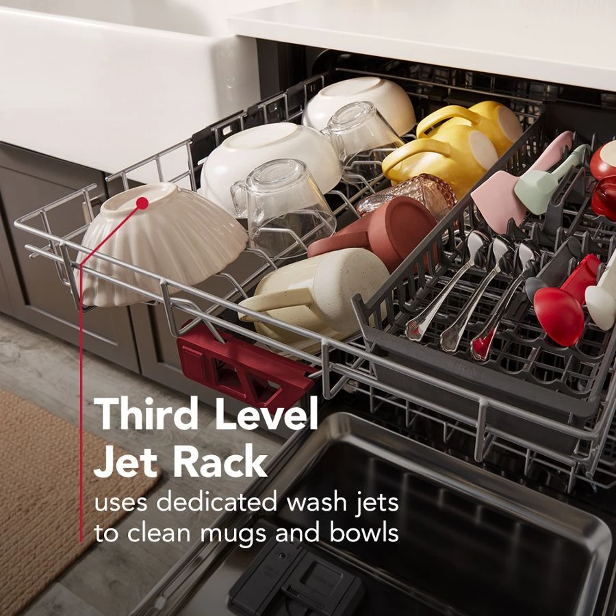 Third Level Jet Rack Dishwasher with 40+ Total Wash Jets 41 dBA KDFS324SBE