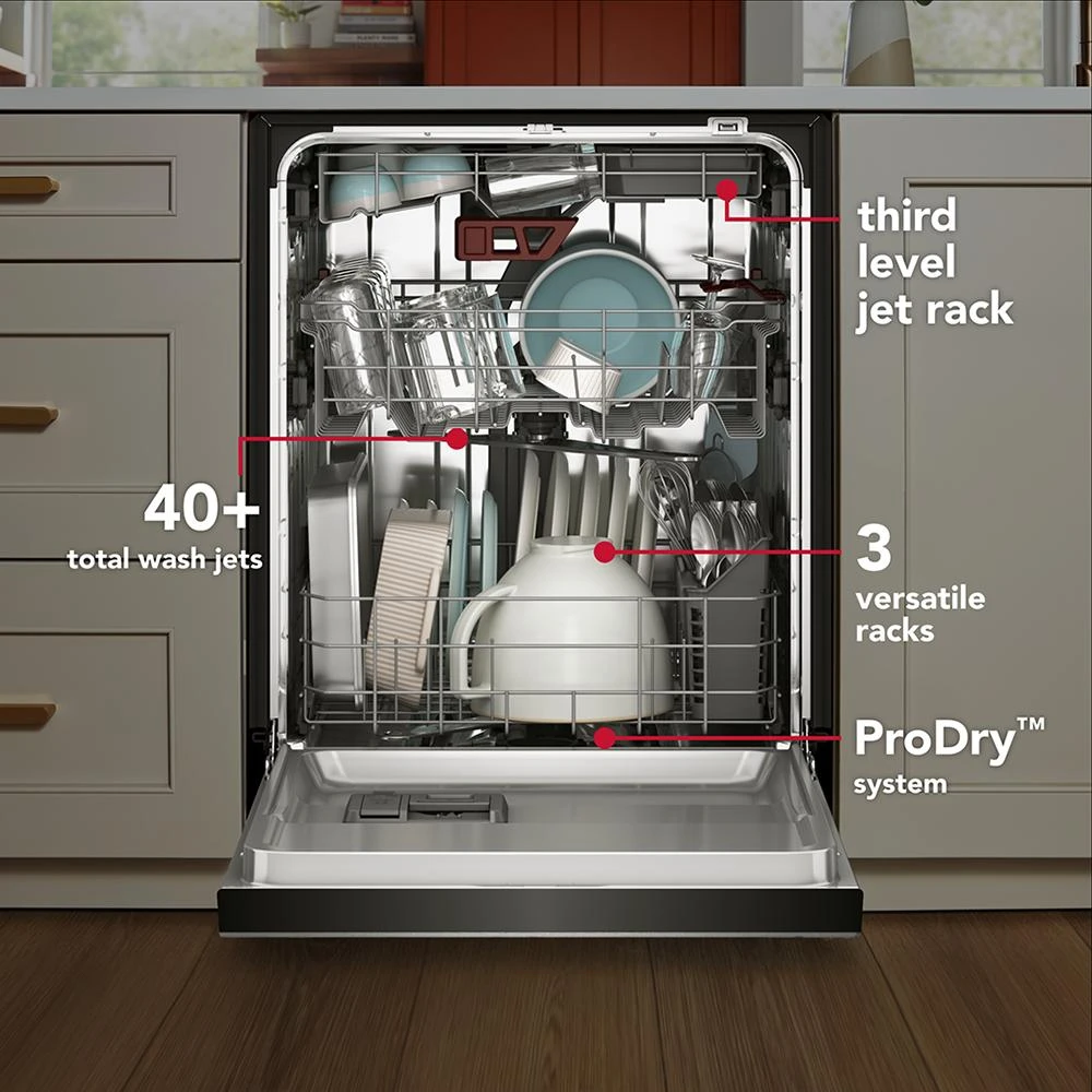Third Level Jet Rack Dishwasher with 40+ Total Wash Jets 41 dBA KDFS324SPS