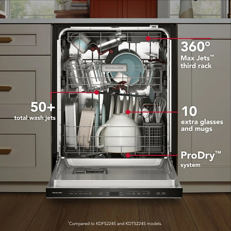 360° Max Jets™ Third Rack Dishwasher with ProDry System, 44 dBA KDFS424SBE