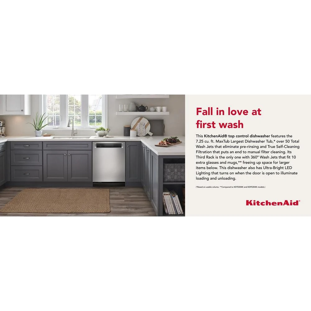 360° Max Jets™ Third Rack Dishwasher with Stainless Steel Third Rack Wash Jets, 44 dBA KDPM804KPS