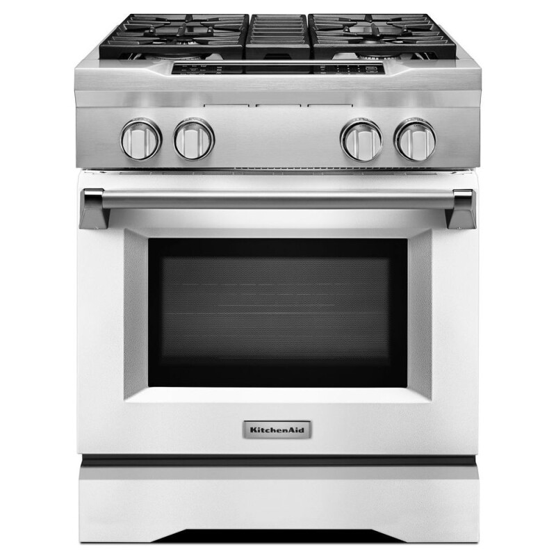 30" 4-Burner Dual Fuel Freestanding Range, Commercial-Style KDRS407VMW