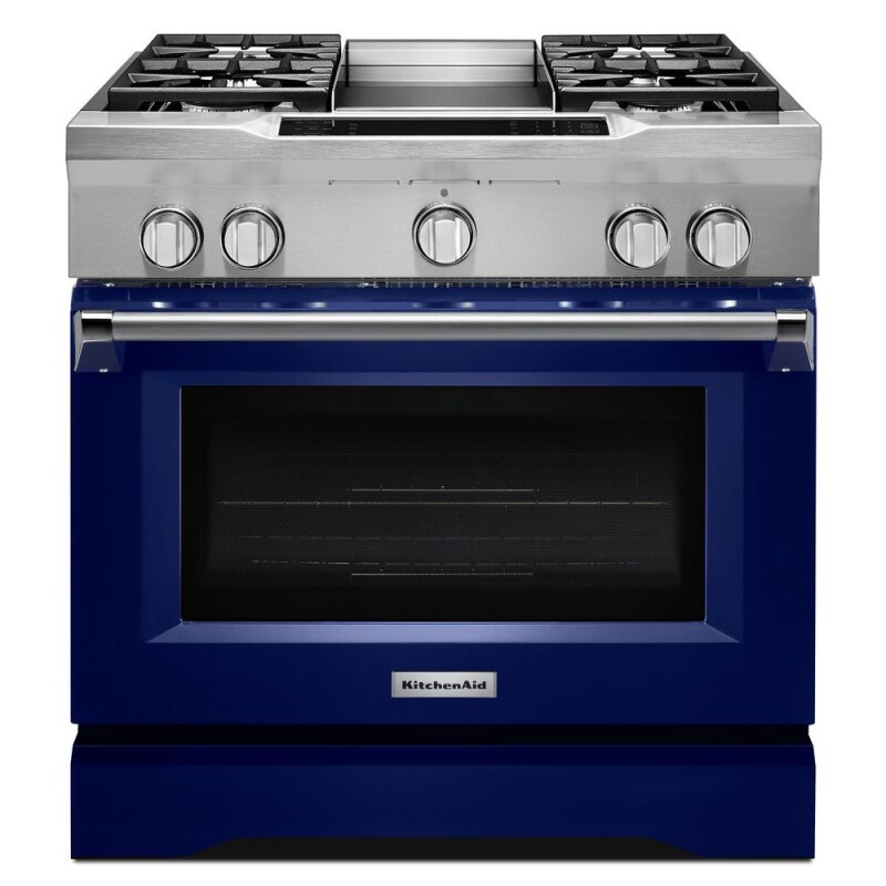 36'' 4-Burner with Griddle, Dual Fuel Freestanding Range, Commercial-Style KDRS463VBU