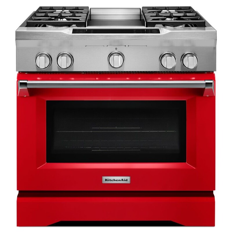 36'' 4-Burner with Griddle, Dual Fuel Freestanding Range, Commercial-Style KDRS463VSD
