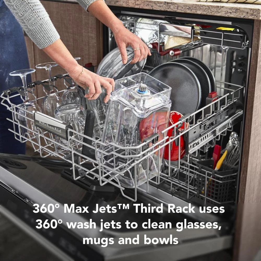 360° Max Jets™ Third Rack Dishwasher with Stainless Steel Third Rack Wash Jets, 44 dBA KDTM804KPS