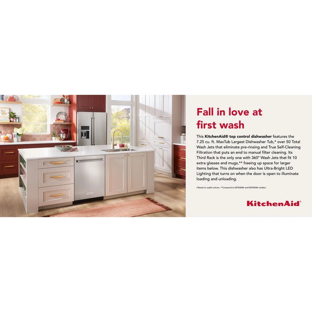 360° Max Jets™ Third Rack Dishwasher with Stainless Steel Third Rack Wash Jets, 44 dBA KDTM804KPS