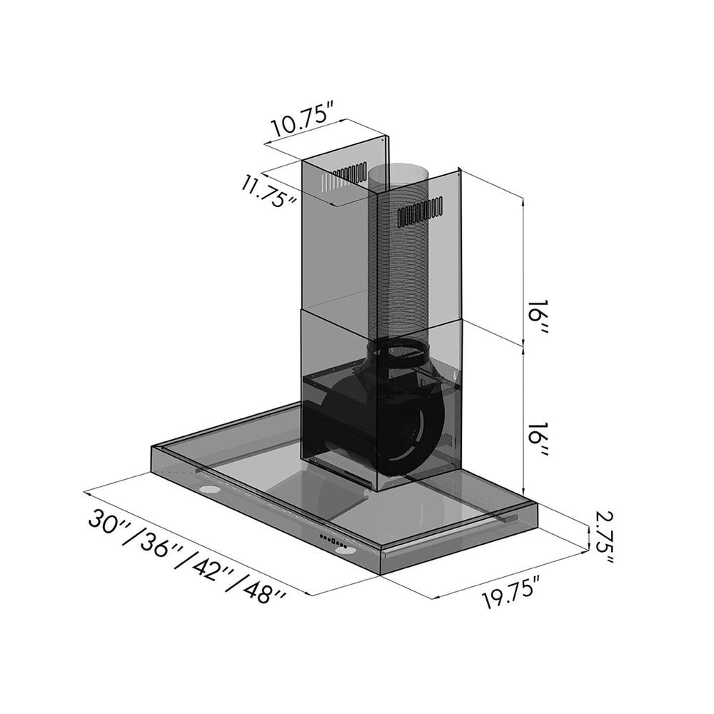 Convertible Vent Wall Mount Range Hood (KE) - 36 Inch KE36