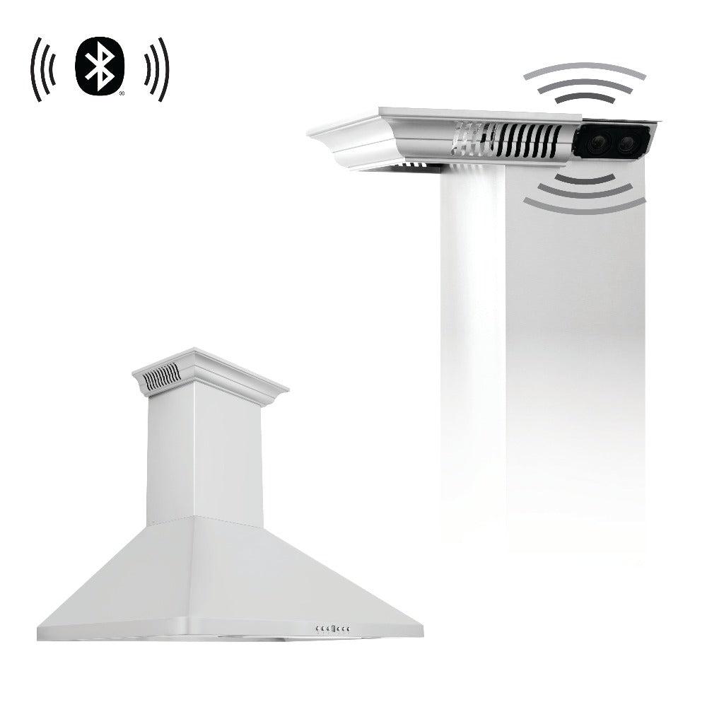 30" CrownSound‚ Ducted Vent Wall Mount Range Hood with Built-in Bluetooth Speakers KF1CRNBT30