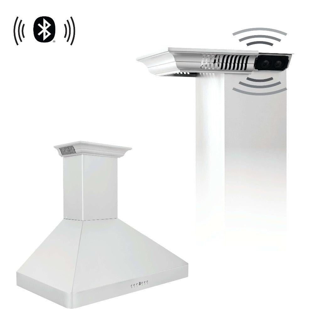 30"CrownSoundDucted Vent Wall Mount Range Hood in Stainless Steel with Built-in Bluetooth Speakers KF2CRNBT30
