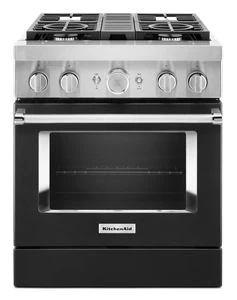 KitchenAid® 30'' Smart Commercial-Style Dual Fuel Range with 4 Burners KFDC500JBK