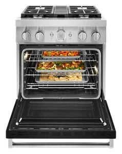 KitchenAid® 30'' Smart Commercial-Style Dual Fuel Range with 4 Burners KFDC500JBK