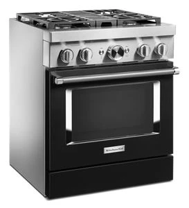 KitchenAid® 30'' Smart Commercial-Style Dual Fuel Range with 4 Burners KFDC500JBK