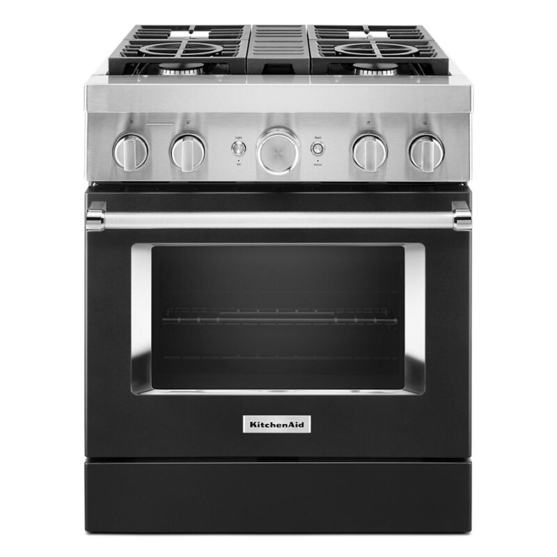 KitchenAid 30'' Smart Commercial-Style Dual Fuel Range with 4 Burners Imperial Black KFDC500JBK Picture 1