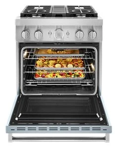 KitchenAid® 30'' Smart Commercial-Style Dual Fuel Range with 4 Burners KFDC500JMB