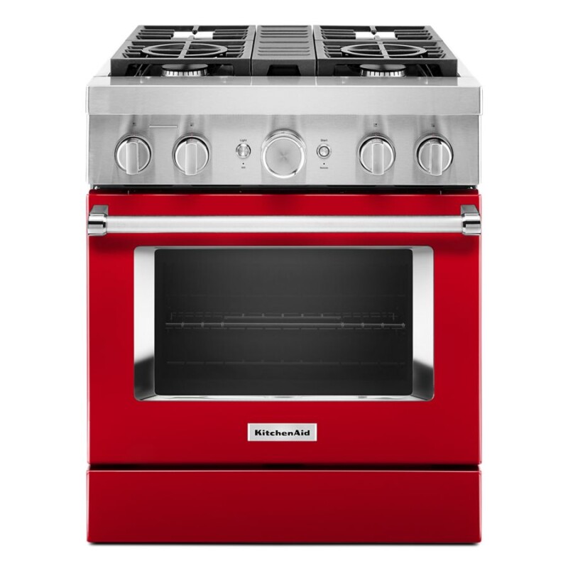 KitchenAid 30'' Smart Commercial-Style Dual Fuel Range with 4 Burners Passion Red KFDC500JPA Picture 1