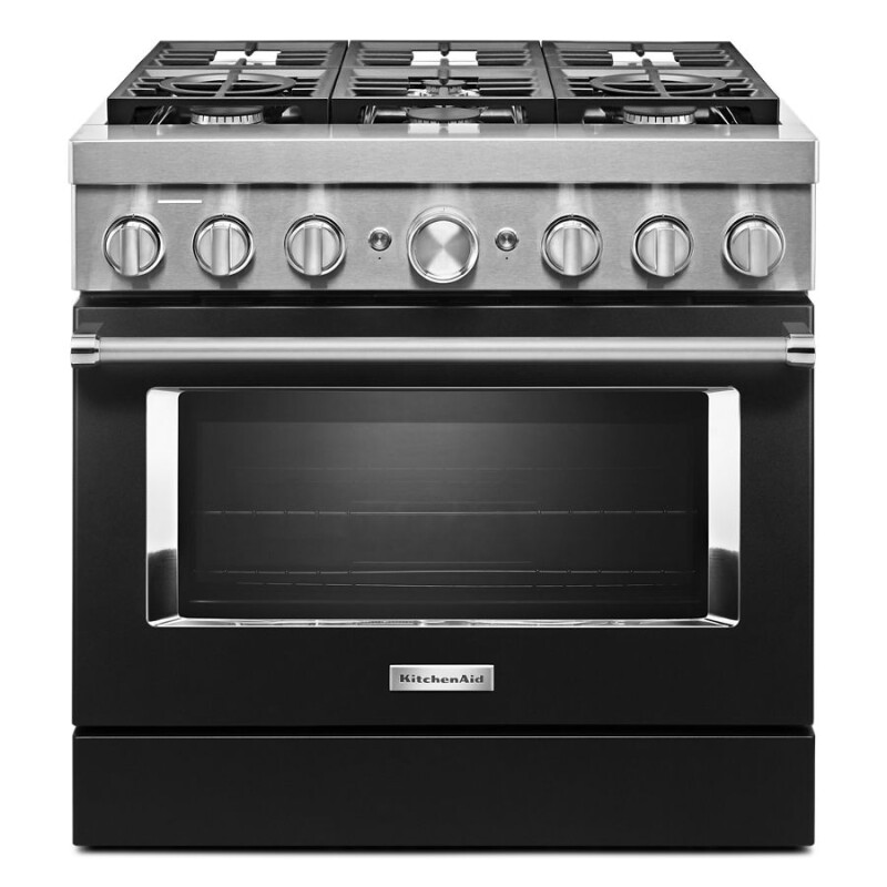 KitchenAid 36'' Smart Commercial-Style Dual Fuel Range with 6 Burners Imperial Black KFDC506JBK Picture 1