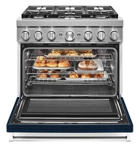KitchenAid® 36'' Smart Commercial-Style Dual Fuel Range with 6 Burners KFDC506JIB