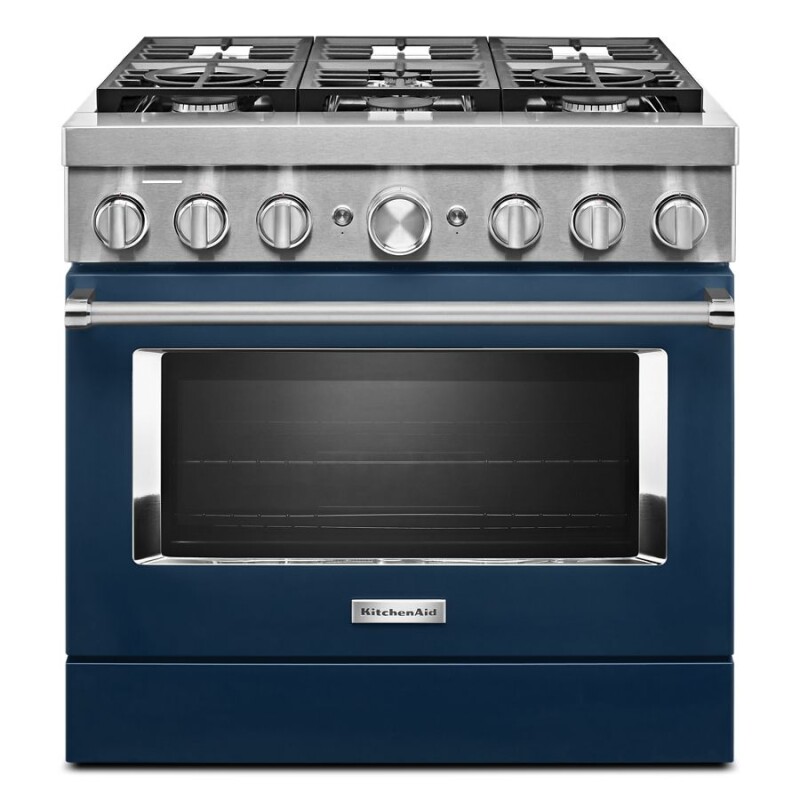 KitchenAid 36'' Smart Commercial-Style Dual Fuel Range with 6 Burners Ink Blue KFDC506JIB Picture 1