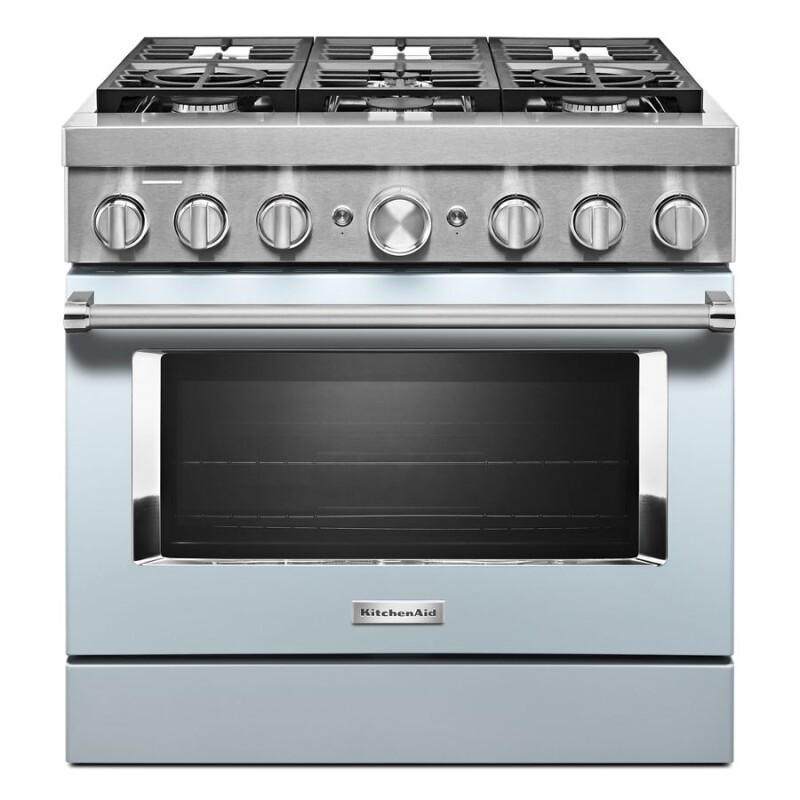 KitchenAid 36'' Smart Commercial-Style Dual Fuel Range with 6 Burners Misty Blue KFDC506JMB Picture 1