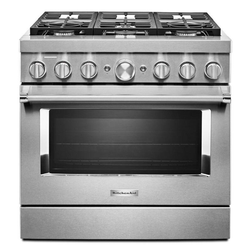 KitchenAid 36'' Smart Commercial-Style Dual Fuel Range with 6 Burners Stainless Steel KFDC506JSS Picture 1