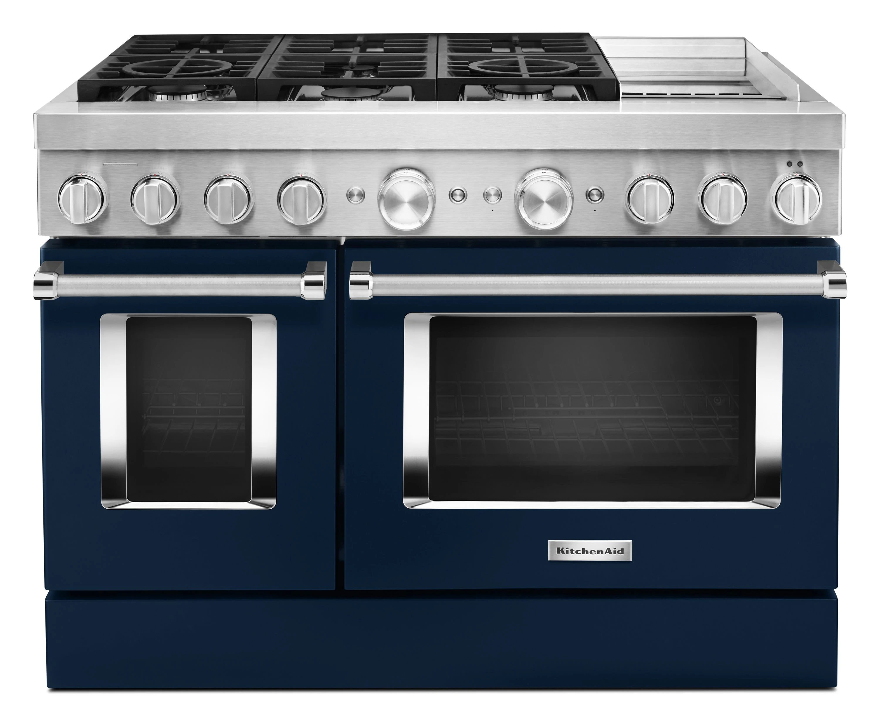 KitchenAid® 48'' Smart Commercial-Style Dual Fuel Range with Griddle KFDC558JIB
