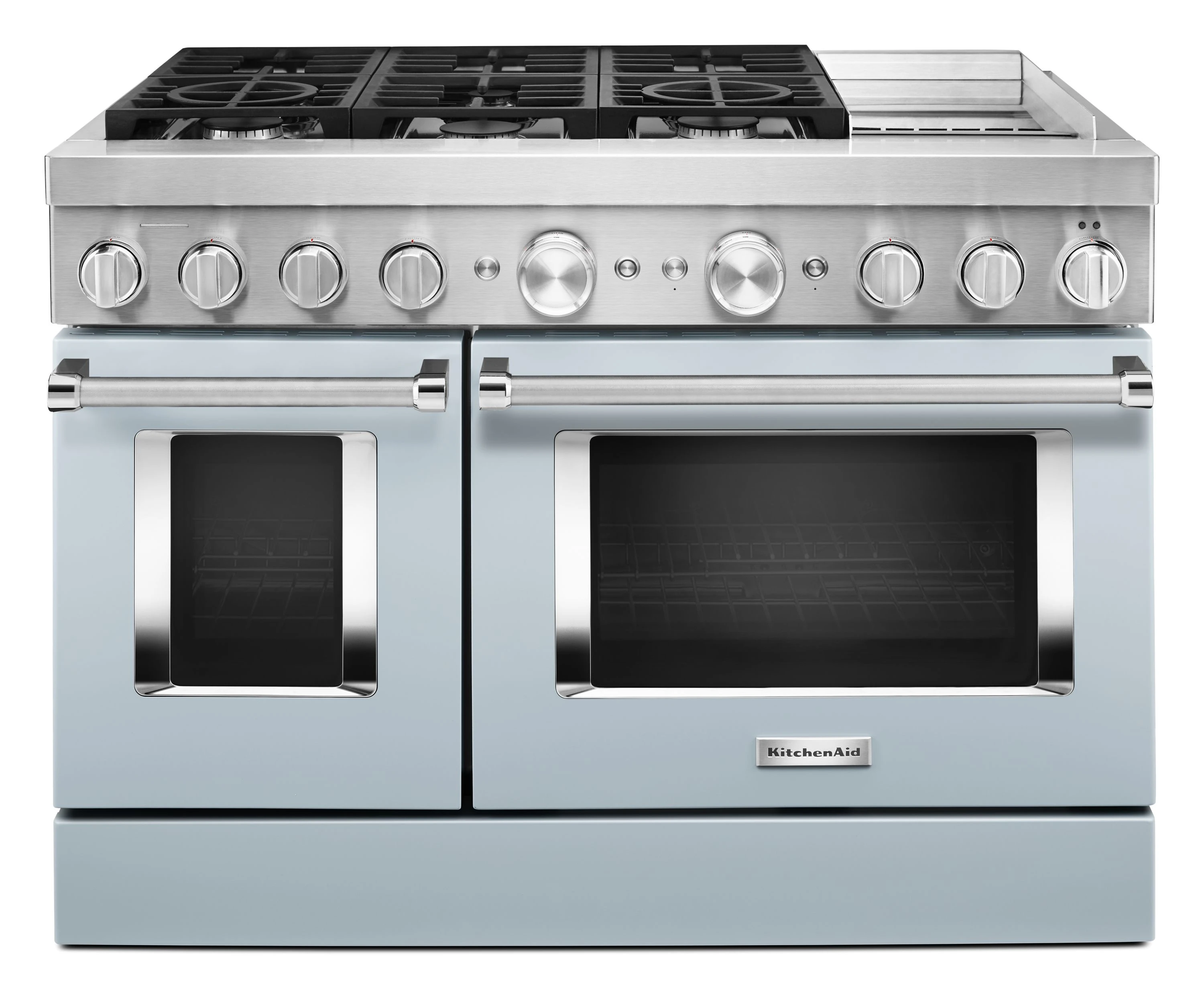 KitchenAid® 48'' Smart Commercial-Style Dual Fuel Range with Griddle KFDC558JMB