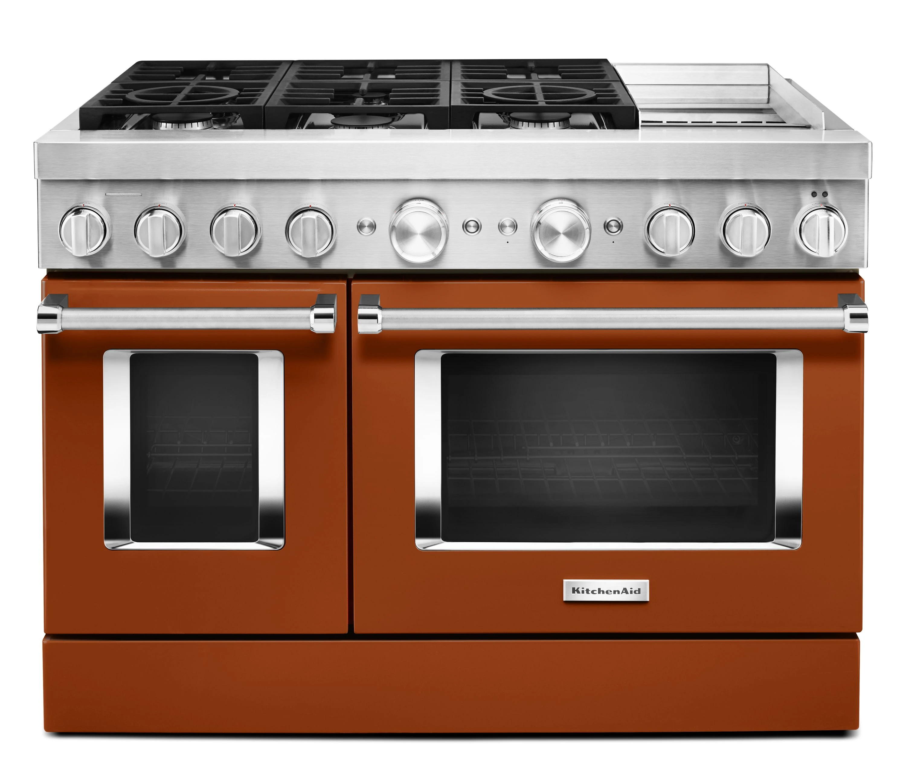 KitchenAid® 48'' Smart Commercial-Style Dual Fuel Range with Griddle KFDC558JSC