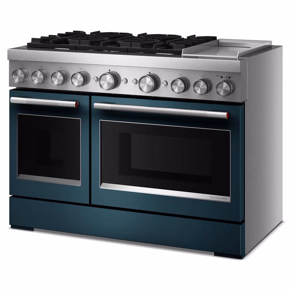 48-Inch 6 Burner Commercial-Style Dual Fuel Range with Griddle KFDD948SAG
