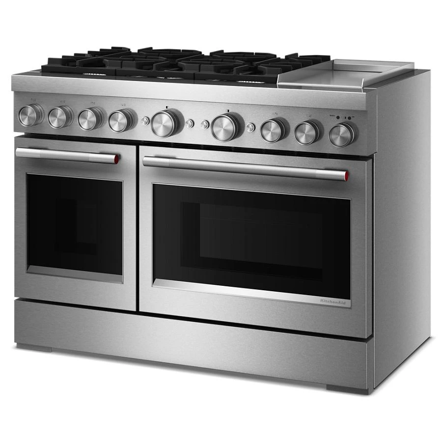 48-Inch 6 Burner Commercial-Style Dual Fuel Range with Griddle KFDD948SSS